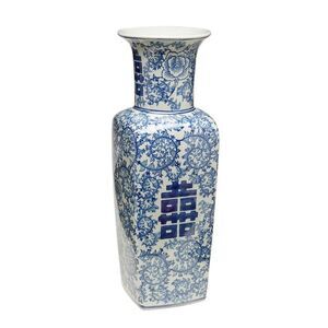 AA Importing 59774 17 Inch Square Antiqued Pale Green And Blue Vase